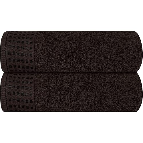 GLAMBURG 100% Cotton 2 Pack Oversized Bath Towel Set 28x55 Inches, Ultra Soft Highly Absorbant Compact Quickdry & Lightweight Large Bath Towels, Ideal for Gym Travel Camp Pool - Chocolate Brown
