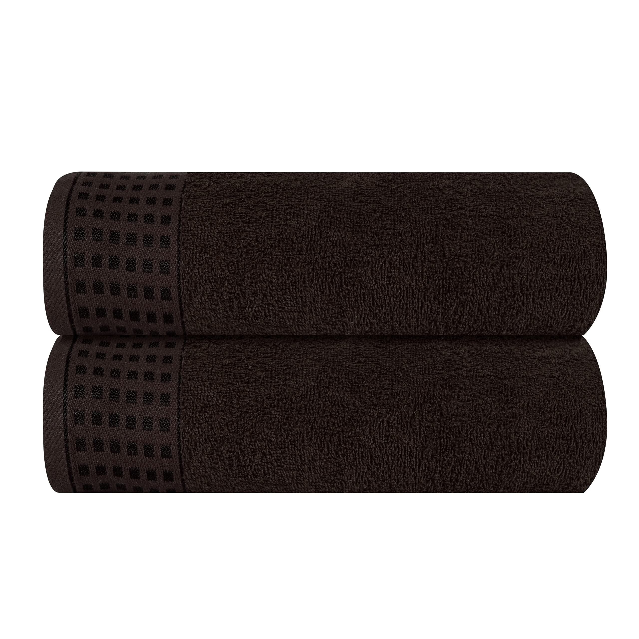 GLAMBURG 100% Cotton 2 Pack Oversized Bath Towel Set 28x55 Inches, Ultra Soft Highly Absorbant Compact Quickdry &amp; Lightweight Large Bath Towels, Ideal for Gym Travel Camp Pool - Chocolate Brown