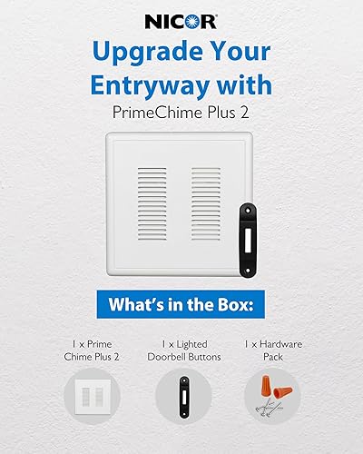 Miniatura 2 de Kit de timbre eléctrico PrimeChime Plus 2, timbres para el hogar, incluye campanillas de anillo seleccionables, botón decorativo, negro, iluminación