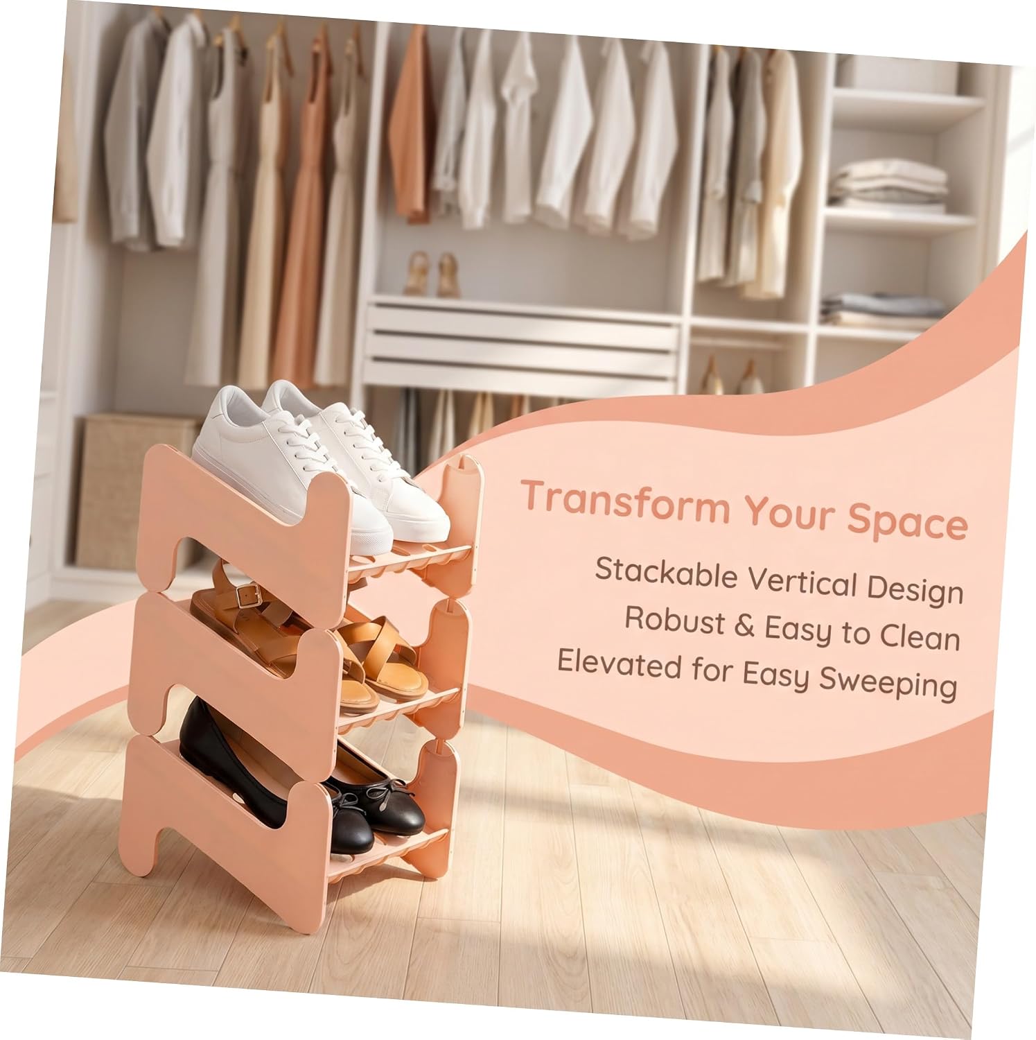 MAGICLULU Plastic Shoe Rack Organizer with Ventilated Hollow Out Pattern