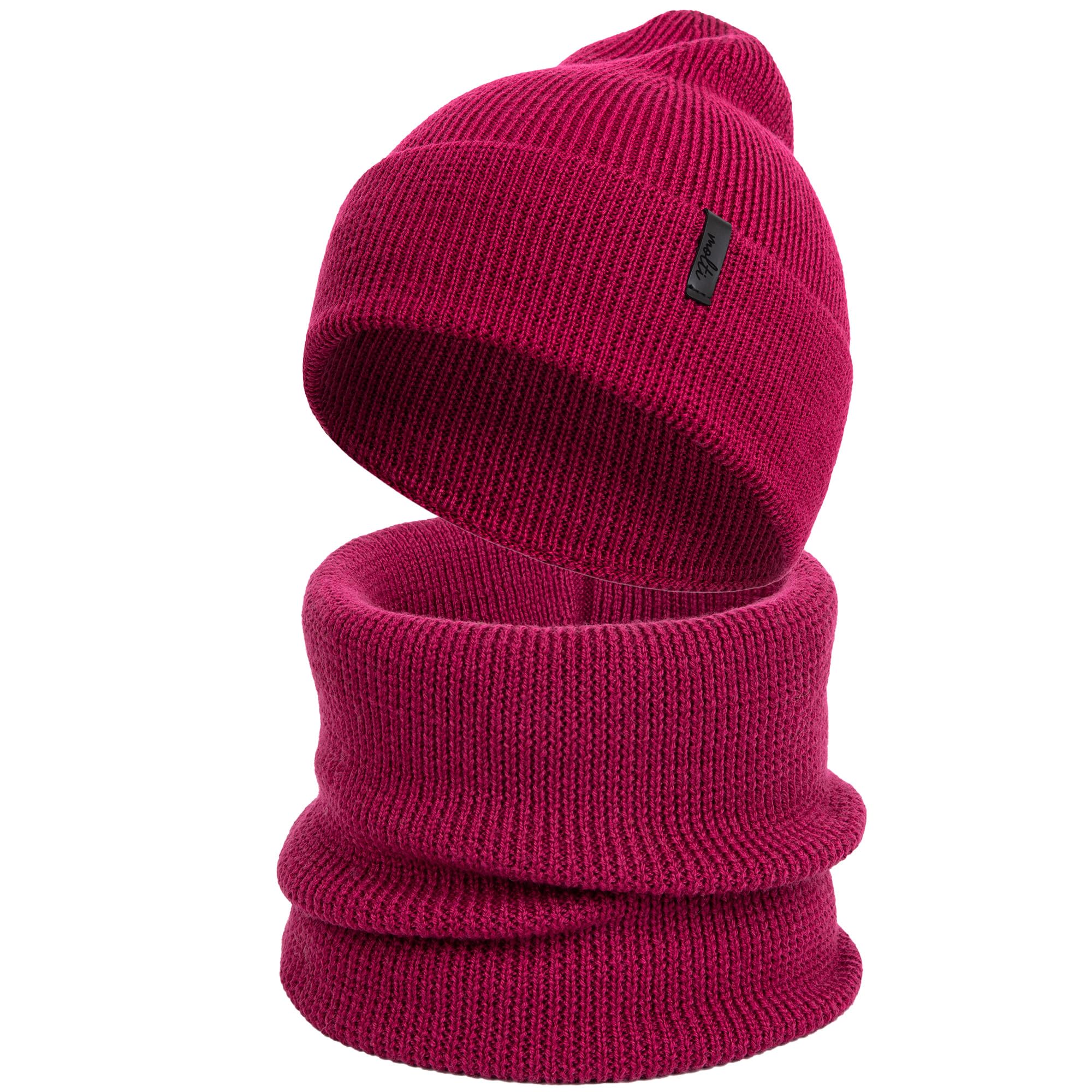 molti Dziecięca czapka beanie i komin – wełna z merynosów, czapka z dzianiny i szal typu loop dla chłopców i dziewczynek, ciepła i oddychająca, wiosna i jesień, w 5 kolorach