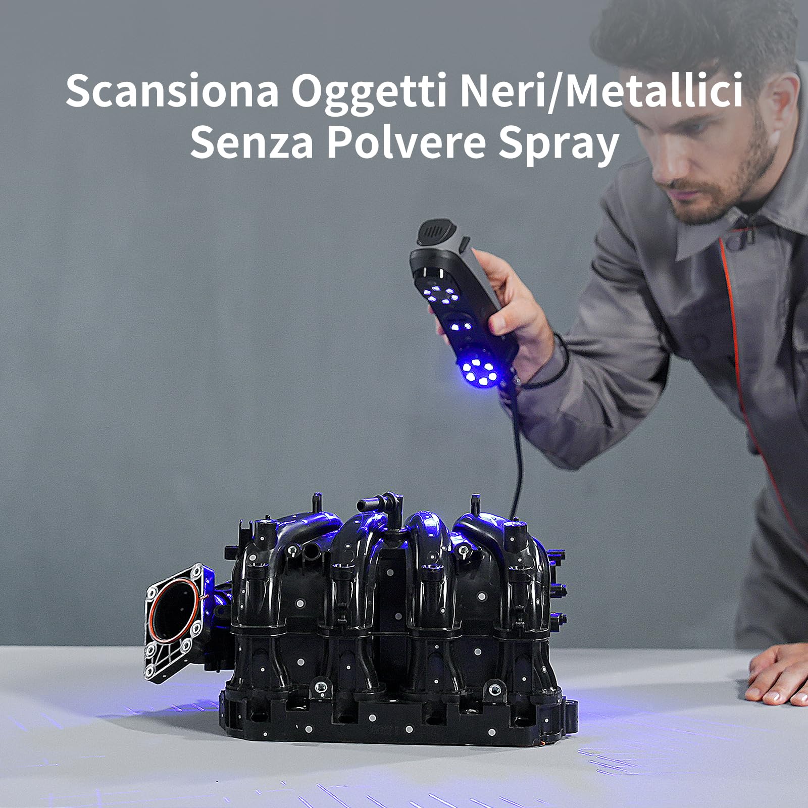 Creality Sermoon S1 Scanner 3D Professionale, Precisione Volumetrica 0.02mm, 90 FPS, 34 Laser Blu + 7 NIR + Luce Strutturata, Oggetti 5mm-4000mm, Ricostruzione 3D con Compatibile CAD/Stampa 3D