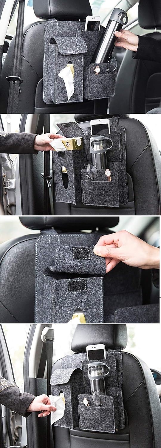Amazon 吊り下げティッシュケース 車 車用 車用収納ケース 収納ボックス ティッシュカバー ティッシュホルダー 小物収納 もつり下げ お菓子 スマホ カード 傘収納 おしゃれ 高い質感 簡単取付 大容量 ヘッドレストに取り付け コーヒー色 車用ティッシュカバー