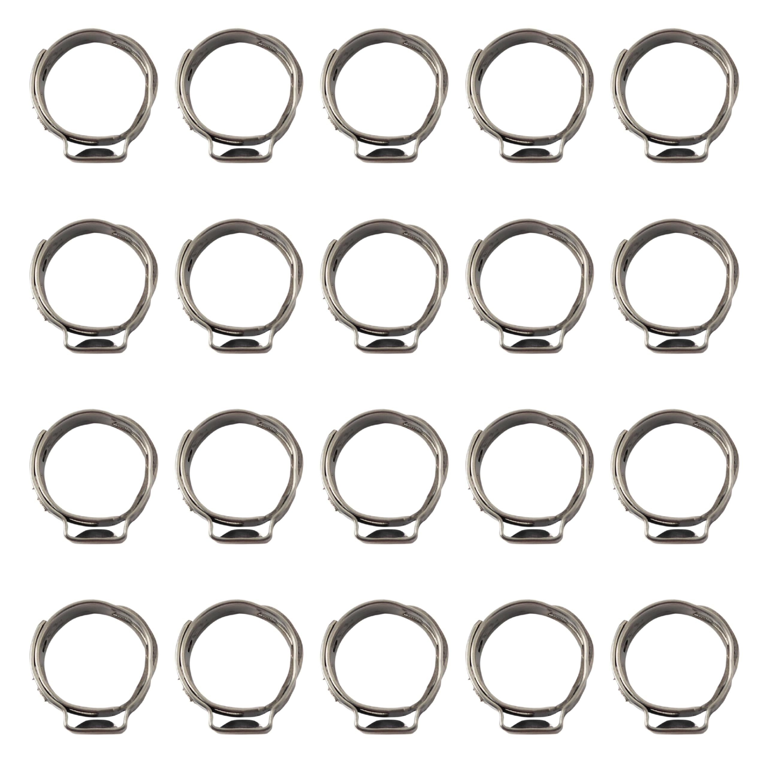 ELCAN 20 Professionelle Ein-Ohr-Klemmen aus Edelstahl 304 für Schläuche oder Rohre von 12,8 bis 15,3 mm. 360°-Spannung. Verwendet werden alle Arten von Gasen und Flüssigkeiten mit oder ohne Druck