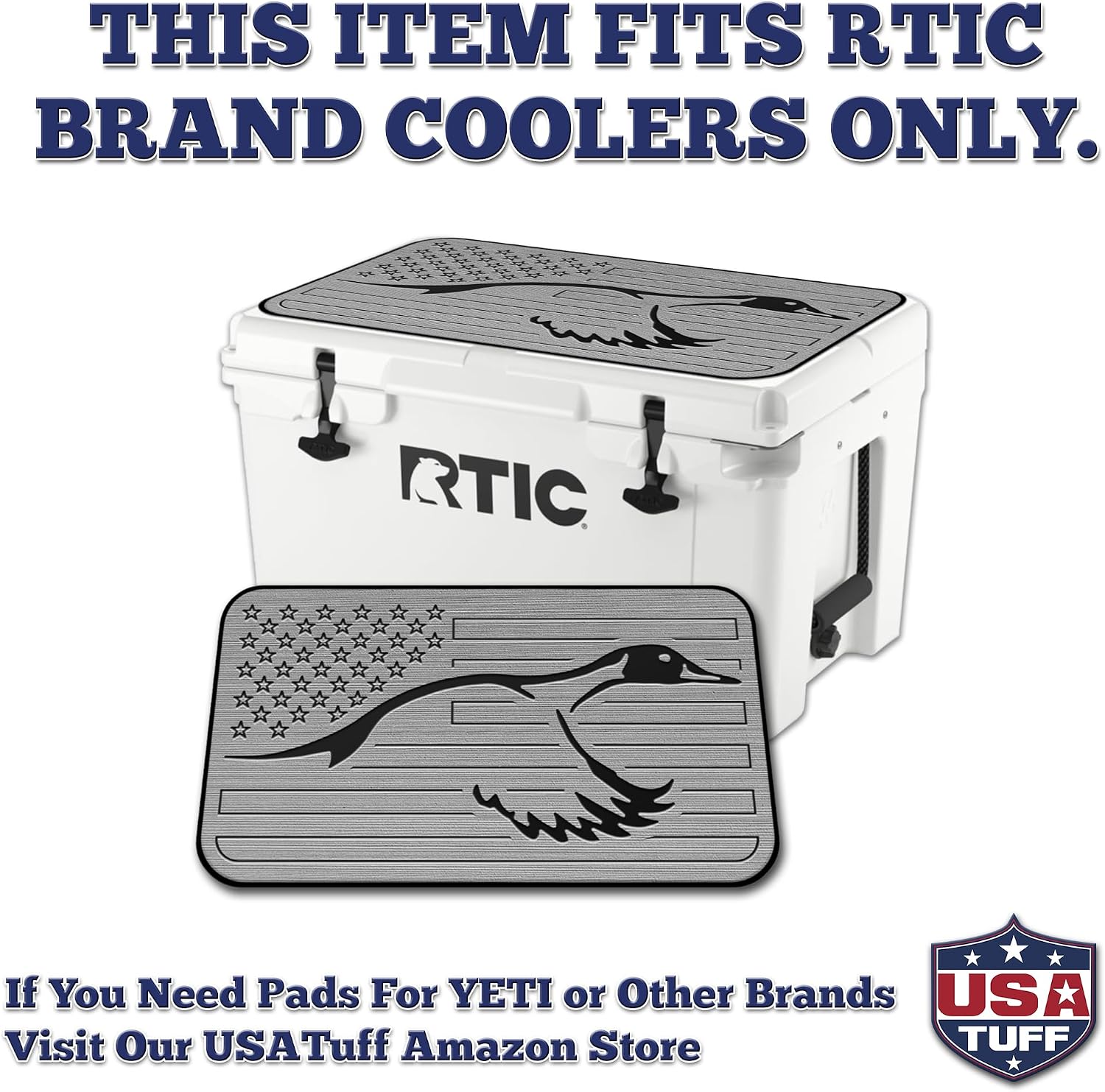 USATuff SeaDek EVA Mat Cooler Pad fits RTIC | Peel & Stick Application | Non Slip Comfort Accessories - US Flag Duck Outdoorsman Hunt Design (SG-B)