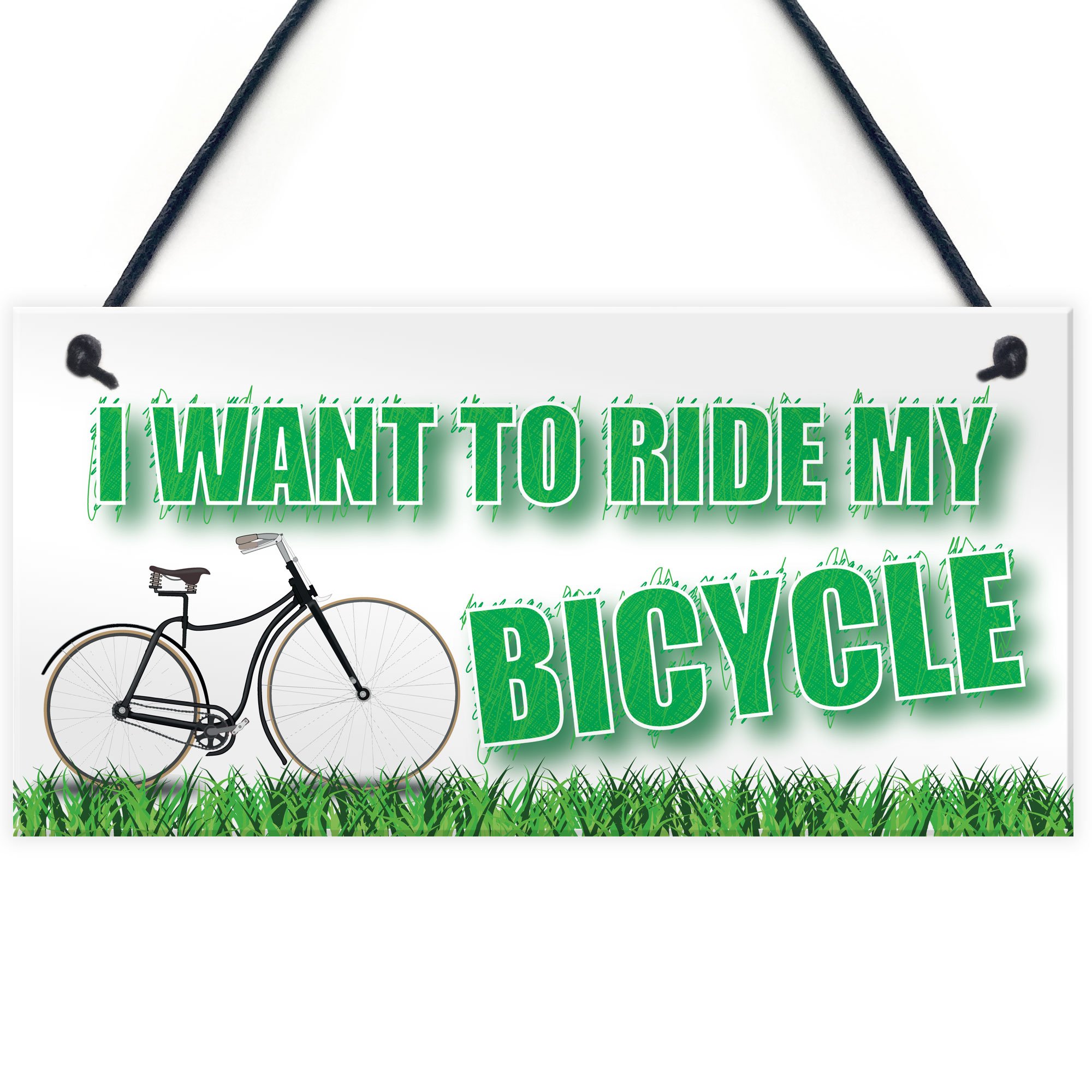 Red Ocean Want To Ride My Bicycle Biking Cyclist Funny Hanging Plaque Friendship Gift Sign
