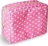 Vista 71 de izuzta Bolsa de maquillaje pequeña de nylon, linda bolsa preppy, bolsa con cremallera para cosméticos, Beige, Chico