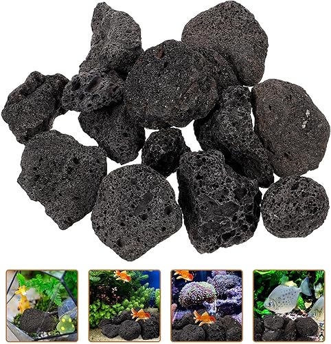 Miniatura 5 de IMIKEYA Piedras de lava negras, 1 paquete de piedras de lava naturales, rocas decorativas para paisajismo, rocas volcánicas para cuencos de fuego,