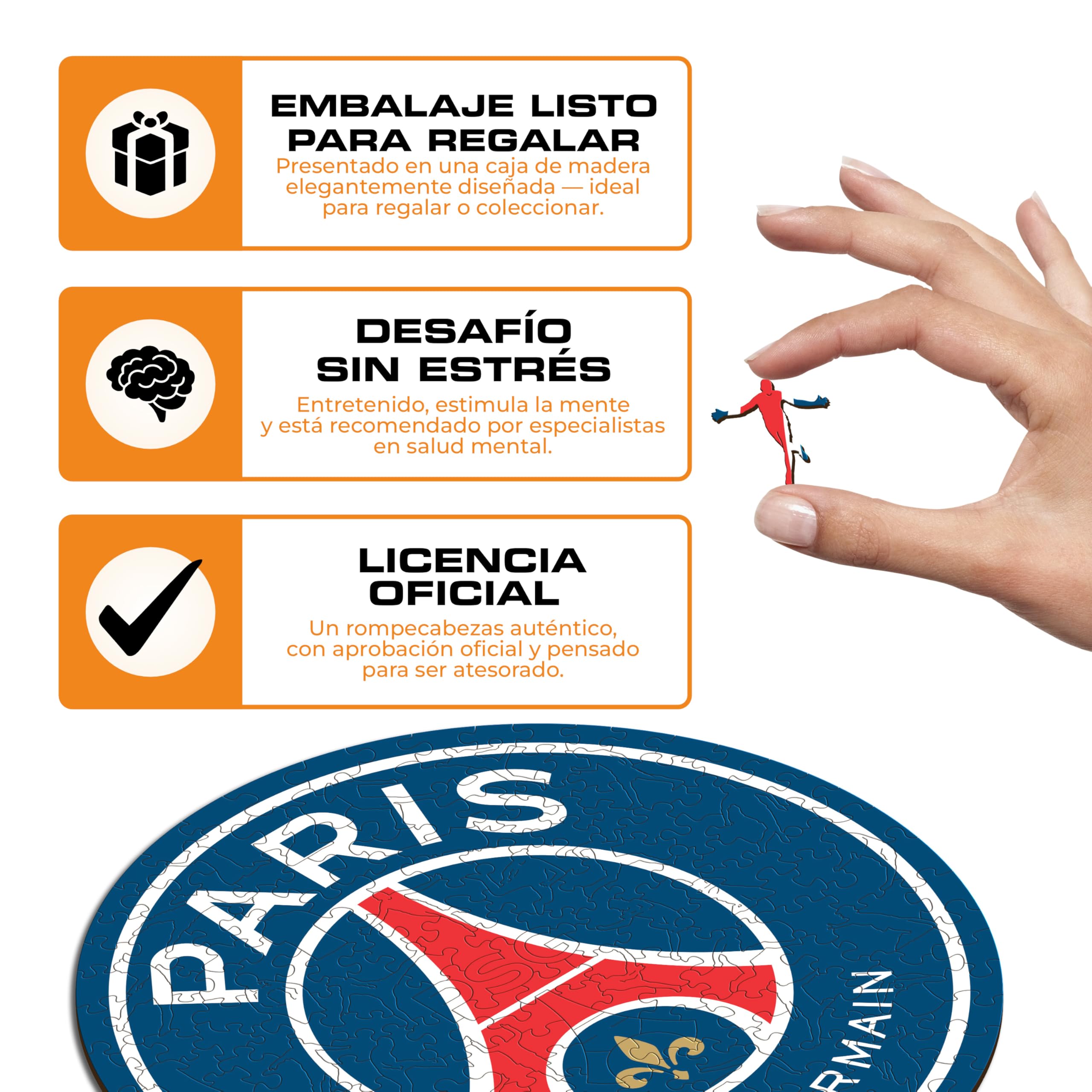 Iconic Puzzles - PSG, Logo, Rompecabezas de Madera con Licencia Oficial, 100% sostenible, Regalo para Adultos y niños, Talla M, 270 Piezas