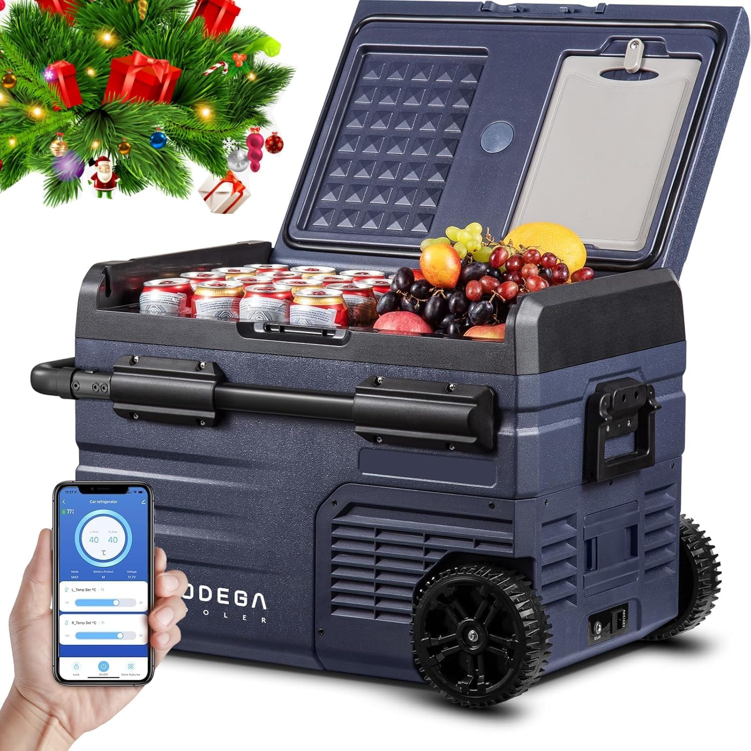 BODEGACOOLER 12 Volt Car Refrigerator, 37 Quart (35L) RV Fridge, Portable Freezer Dual Zone, WIFI APP Control, -4-68℉ Car Cooler 12/24V DC and 100-240V AC for Outdoor,Camping,RV,Travel