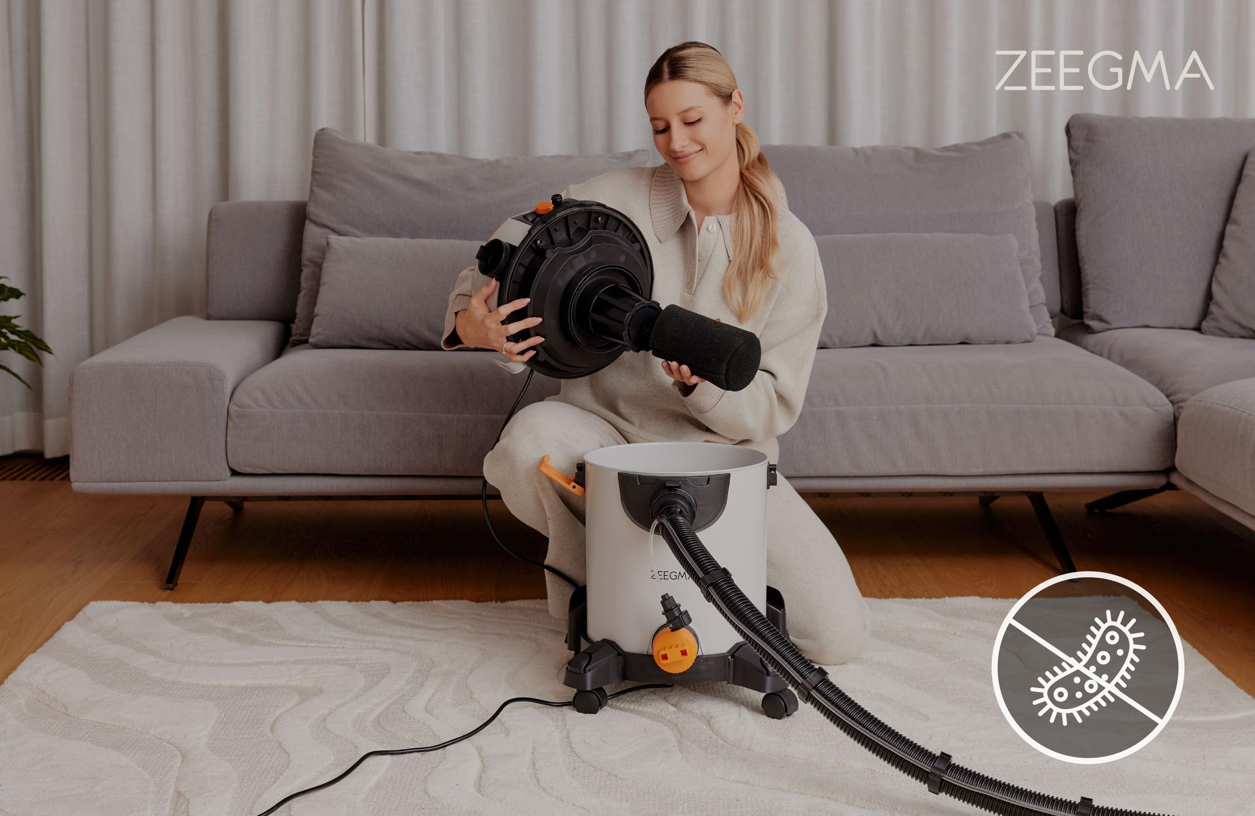 ZEEGMA Zonder Wash odkurzacz piorący 1400W z funkcją ekstrakcji, HEPA, nadmuchem i dużym zasięgiem 13m do dywanów, tapicerki, wykładzin – idealny do domu, biura, garażu i samochodu | Filtr HEPA, promień działania 13 m, wraz z bogatym wyposażeniem, idealny