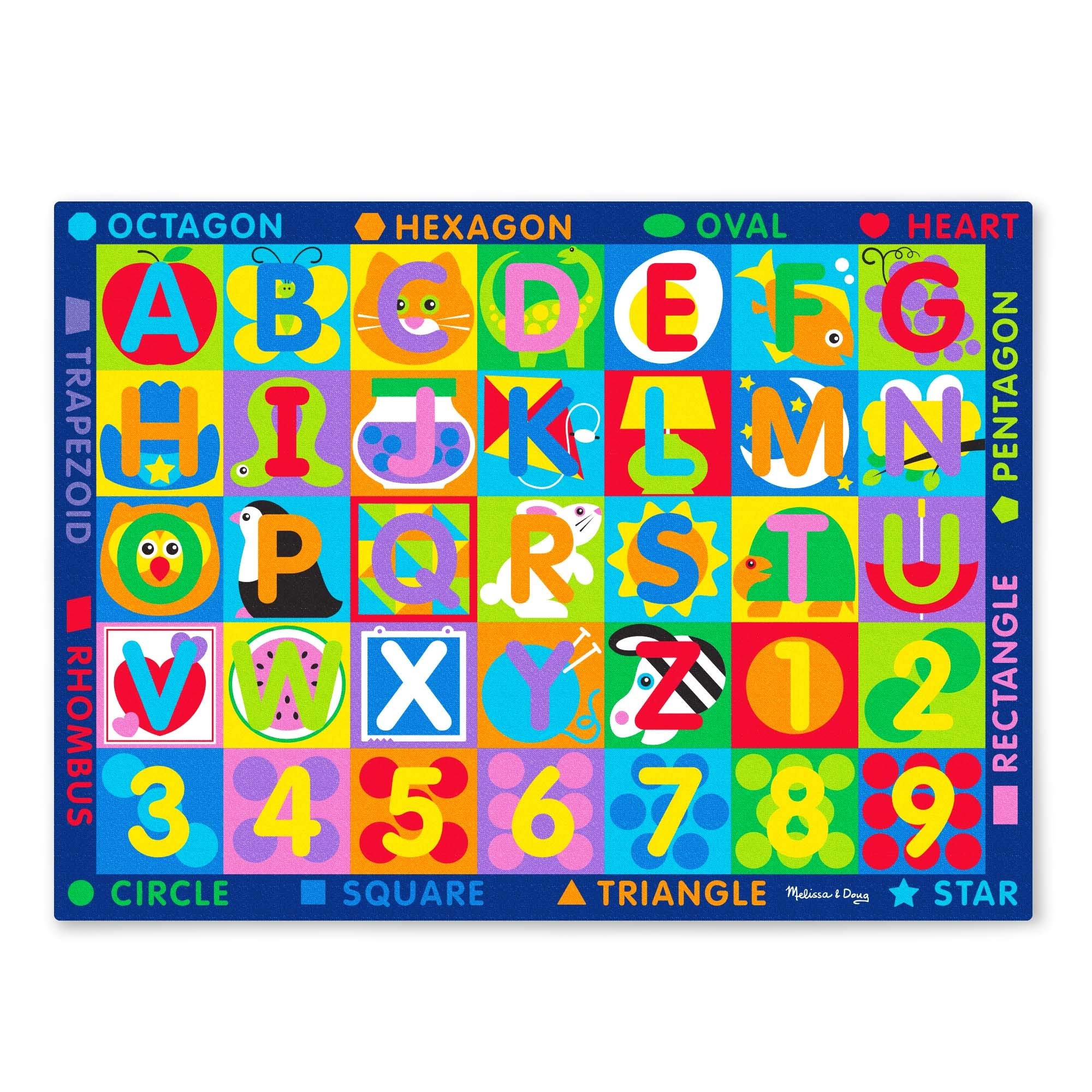 Melissa & Doug Jumbo ABC-123 Rug (Multicolor, Oversized Activity Rug, 36 Game Cards, 147.32 CM x 200.66 CM)