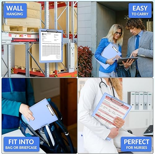 Miniatura 7 de Sooez Portapapeles con almacenamiento, tableros de clip resistentes de 8.5 x 11 pulgadas con doble almacenamiento, portapapeles de plástico de