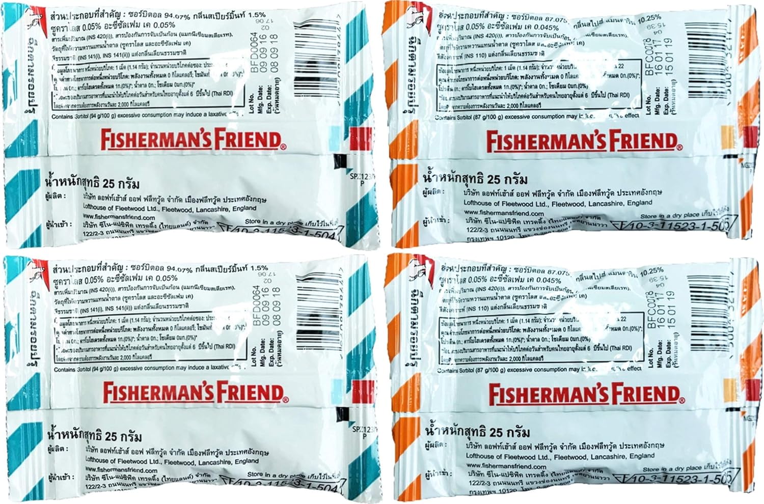Buy Fisherman S Friend Lozenges Duo Set Spearmint And Mandarin Flavours Fresh Breath And Extra Strong Cough Sugar Free Lozenges 25g Each Pack Of 4 Online In Hungary B07zklyqfh