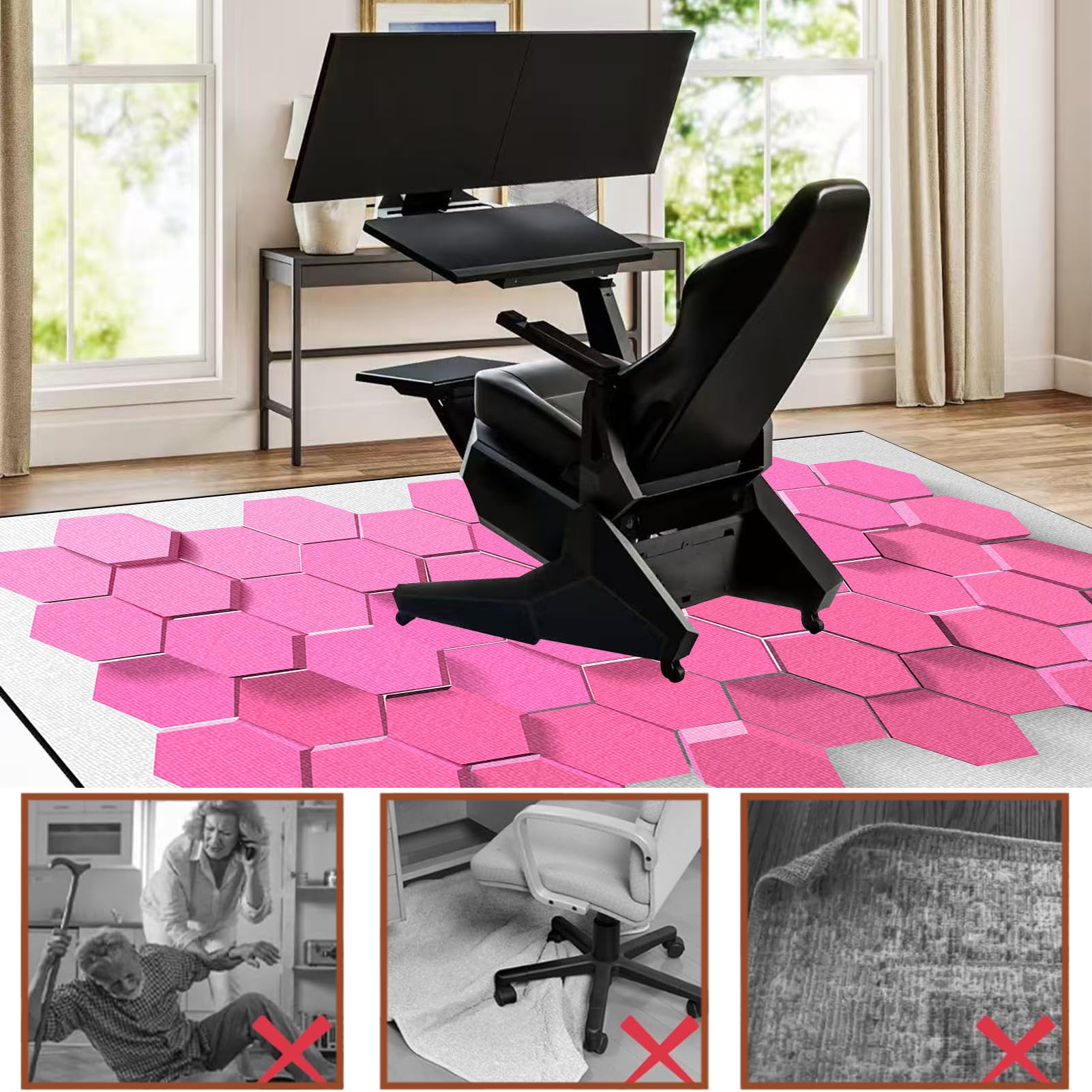 Protector Suelo Silla Ruedas Gaming Alfombra Silla Escritorio Antideslizante Alfombra Silla Gaming Alfombra Oficina para Silla con Ruedas, Alfombra Gamer Suelo, Alfombra Oficina Suelo 120 x 140 cm