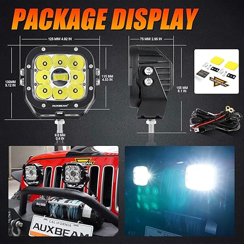 Miniatura 7 de Auxbeam Luces LED para todo terreno, luces de conducción LED, barra de luz de trabajo con arnés de cableado para camión, camioneta, SUV, ATV, UTV,