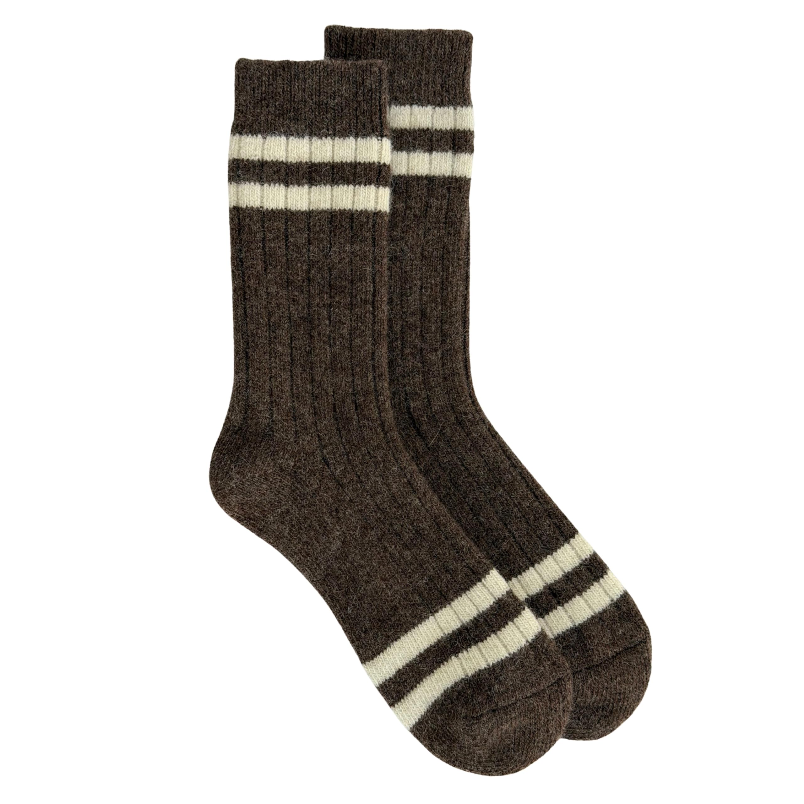 92% Merino Wool Socks Rib-Knit Home Natural, Made in Mongolia