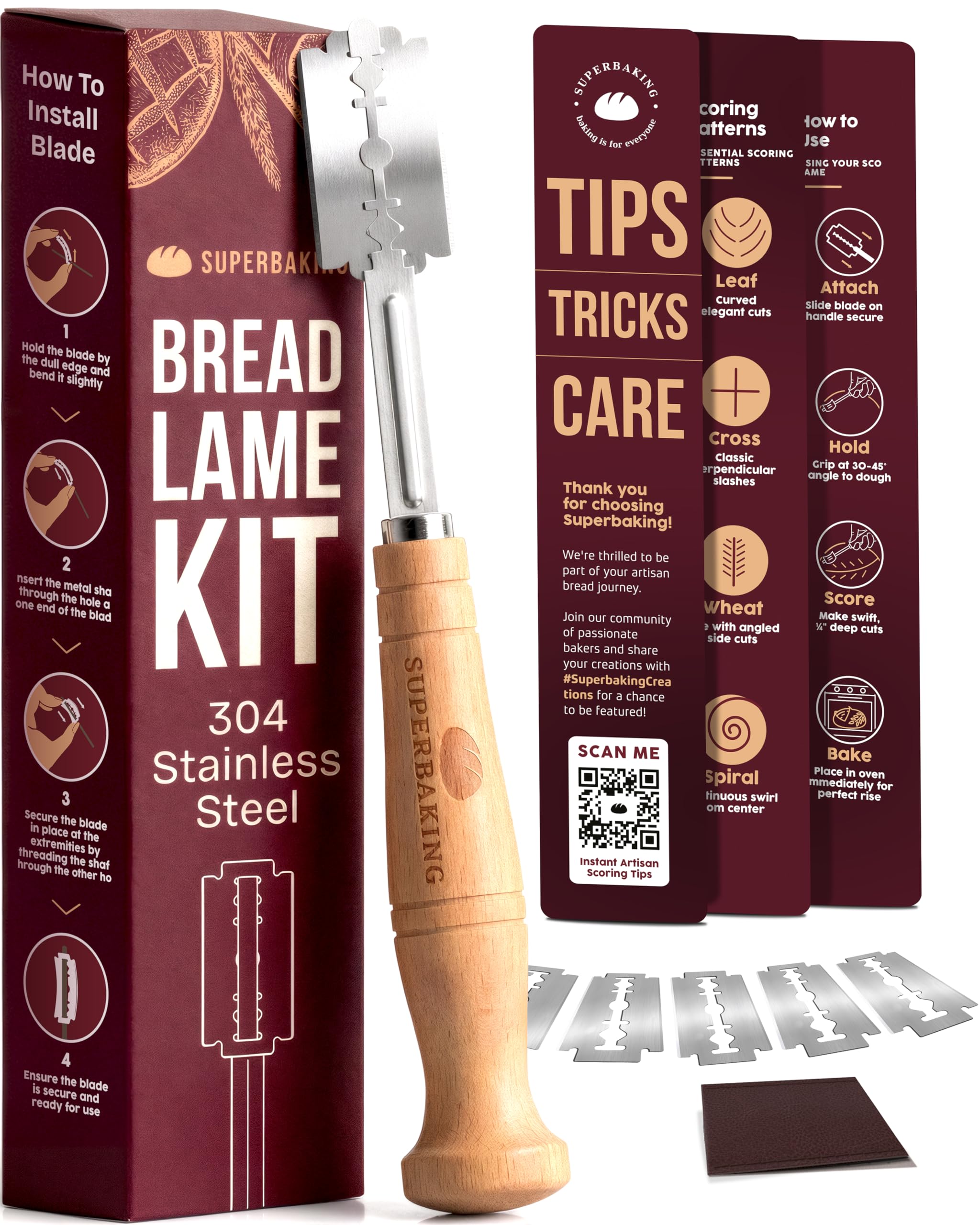 Superbaking Bread Lame - 5 Blades Included -1 Superbaking Bread Lame - 5 Blades Included -1