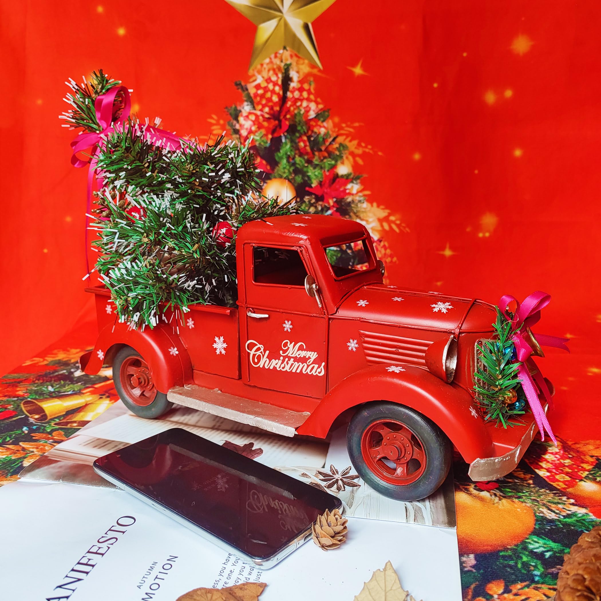 Décoration de Noël Vintage - Z3095 - Camion de Pick-Up avec Sapin de Décoration de Noël Vintage - Z3095 - Camion de Pick-Up avec Sapin de