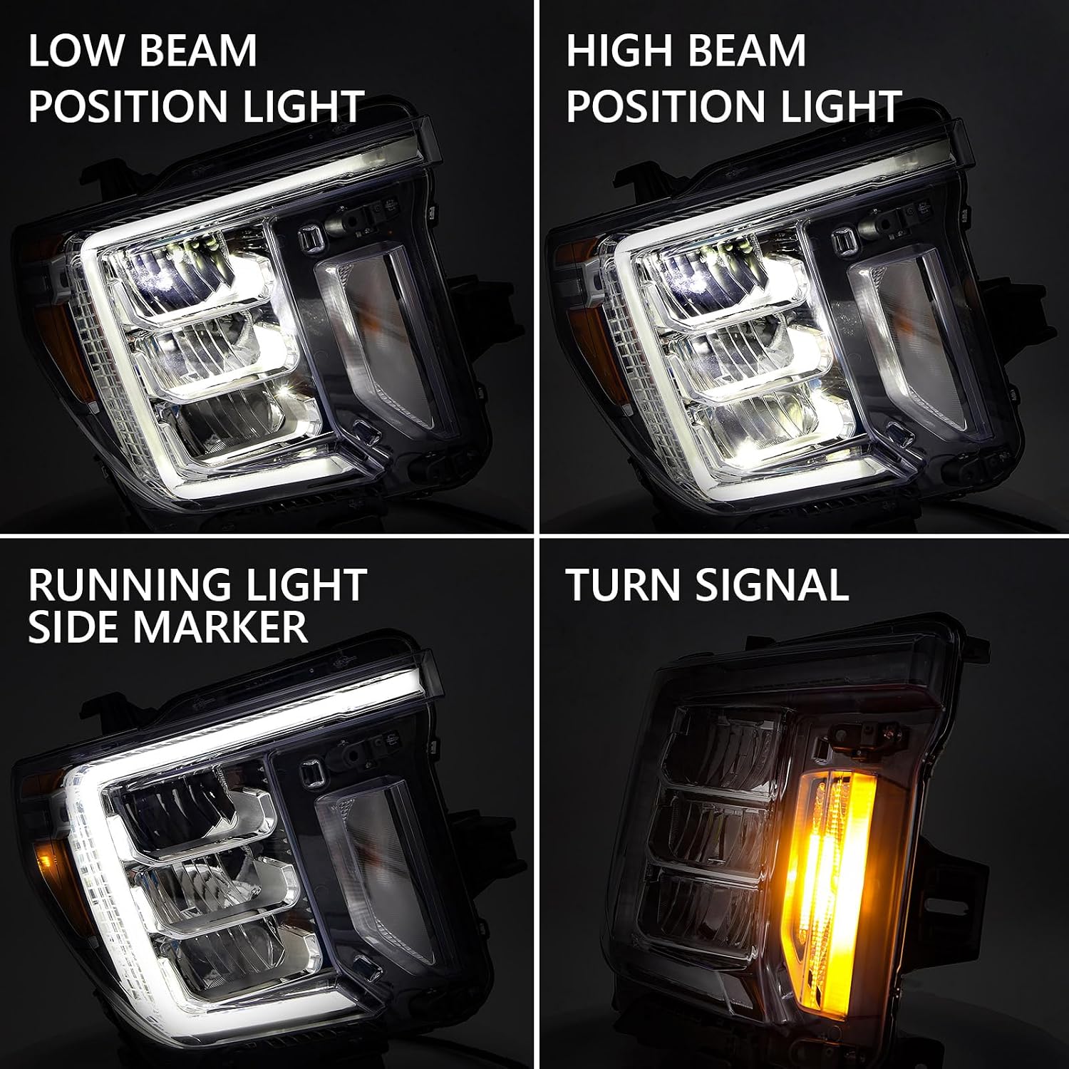 LED Headlight Assembly Compatible with GMC Sierra 2500HD 3500HD 2020 2021 2022 2023 w/Halogen Signal Light Right Passenger Side 86788466