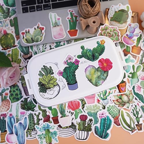 Miniatura 3 de Calcomanías de plantas verdes, 100 calcomanías de cactus de vinilo impermeables para laptop, patineta, Hydro Flask, computadora, teléfono, álbum de