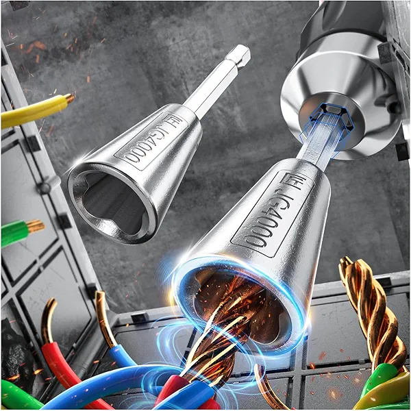 2025 Wire Twister Tool for Drill, 6MM Hex Shank Wire Nut Twister, Wire Stripper for Drill, Electrical Cable Twisting Tool Compatible with Power Drills, Wire Connector & Twisting Tool (2)