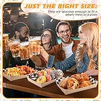 Vista 5 de Norme 60 bandejas desechables de papel a cuadros blancos y negros de 5 libras, papel kraft resistente, botes para servir alimentos, 10.2 x 7.1 x 2