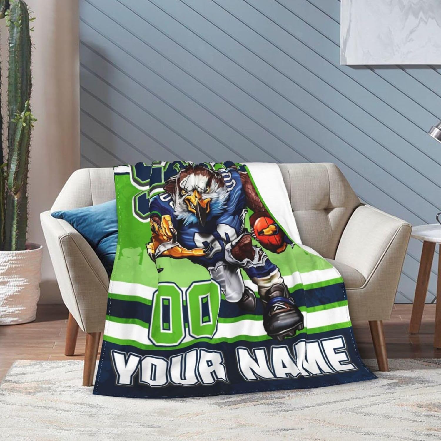 Throw Blanket Custom Football City Blanket for Men Women – Personalized Name & Number Flannel Blanket Fans Gifts for Bed, 60" x 50" - Image 8
