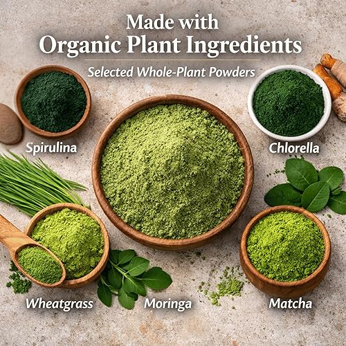 Miniatura 3 de Polvo Super Greens - Sabor a ponche cítrico - Hecho con ingredientes vegetales orgánicos, espirulina, fibra prebiótica, cultivo probiótico y