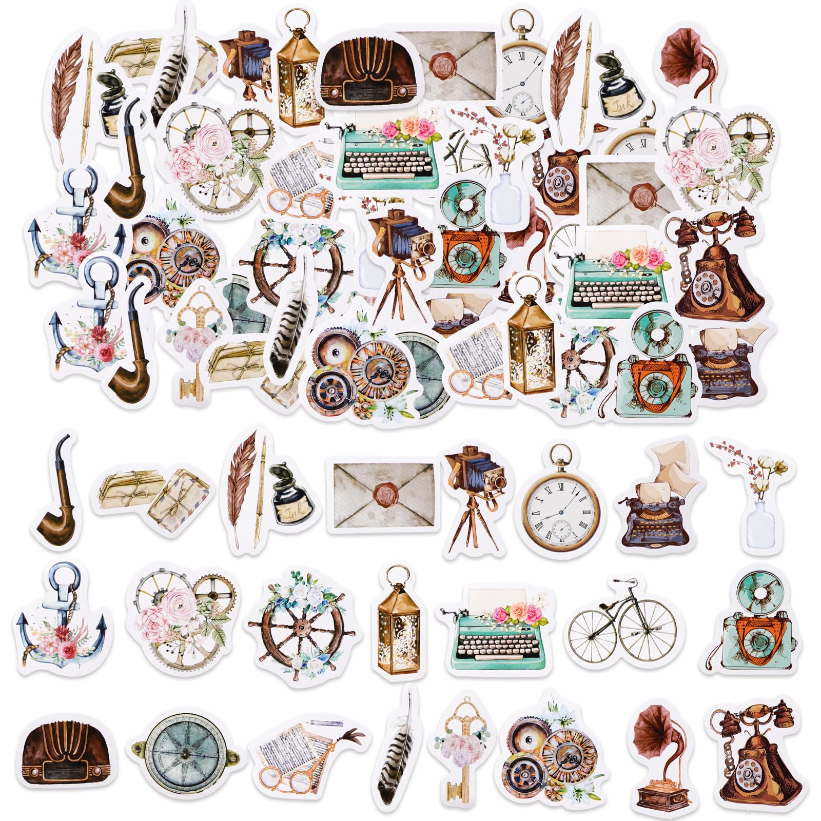 80 Pegatinas Retro Para Álbum De Recortes Y Diario - Estilo Vintage, Escribibles - Suministros Para Scrapbooking Y Manualidades