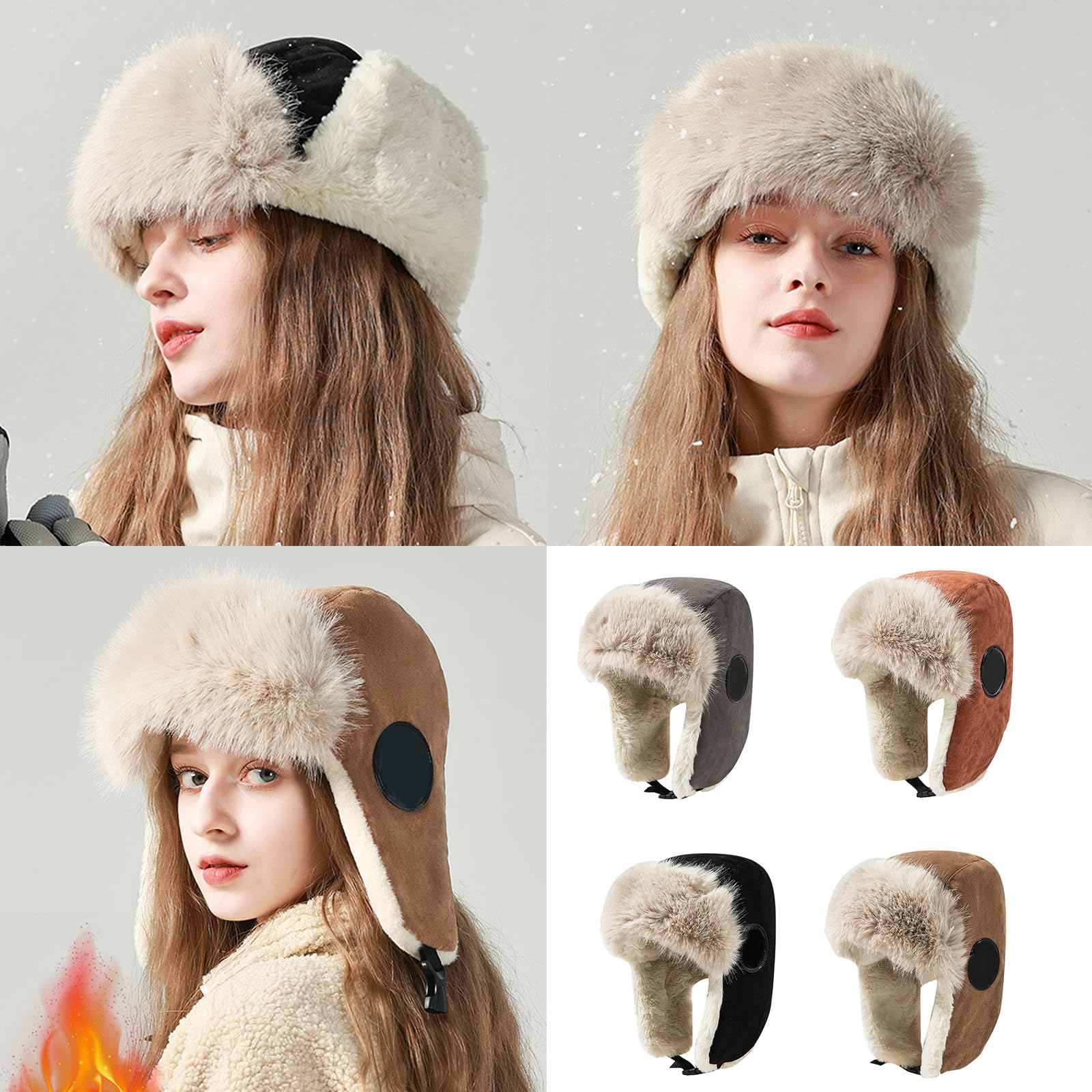 WEISUYUUS Unisex Warm Hat Trapper Hat Stylish Caps Warm Hat Ushanka Hat for Outdoor Winter for Skiing Camping Hiking