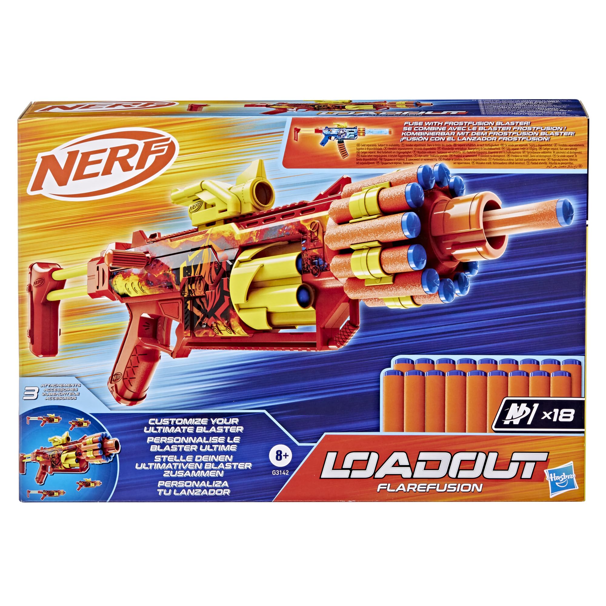 Nerf Loadout, blaster FlareFusion e 18 dardi N1