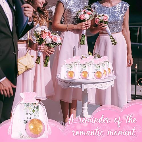 Miniatura 7 de Heigble 30 juegos de bombas de baño rosadas, regalos de despedida de soltera para invitados, baby shower, bombas de baño envueltas individualmente