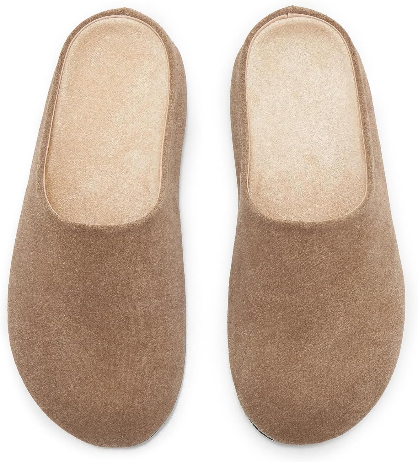Women's Suede Clogs Round Toe Print Leather Mules Cork Footbed Clog with Arch Support Comfort Casual Slip-on Fall Shoes