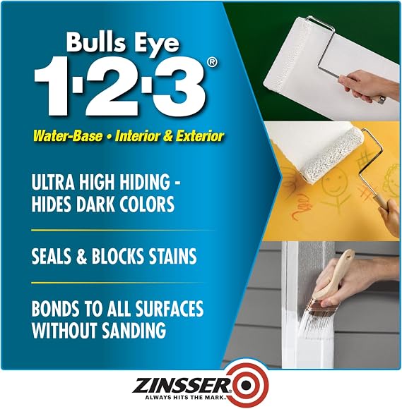 Zinsser 2001 Bulls Eye 1-2-3 All surface Primer, Gallon, White
