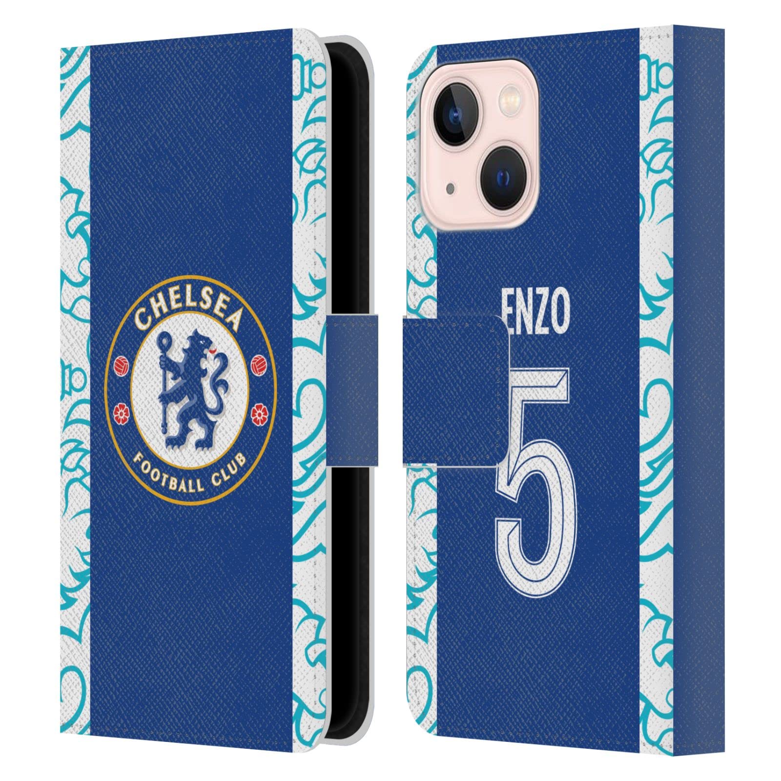 Carcasa de cuero tipo libro Enzo Fernández Chelsea FC para Apple iPhone 13 Mini 7