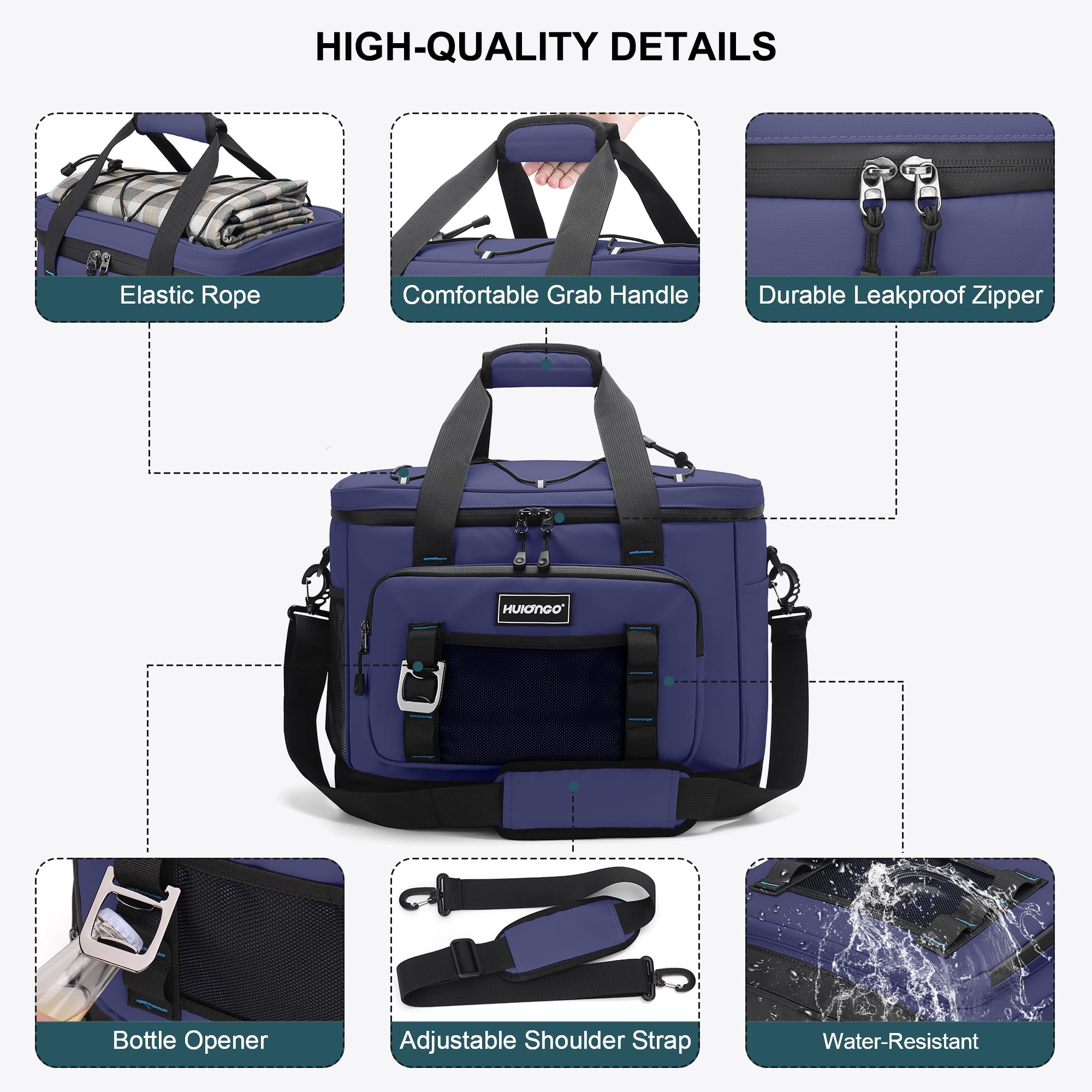 Hulongo Borsa Termica,30L Grande Impermeabile Pieghevole Picnic Borsa Isolata per Campeggio, Viaggi, Spesa e Pesca