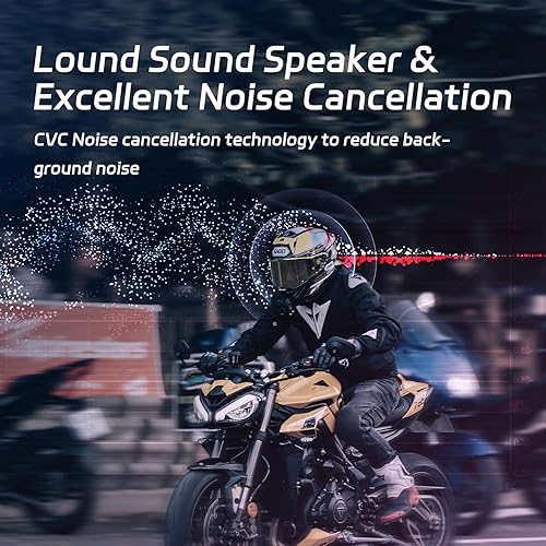 Miniatura 5 de SUOOKC Auriculares Bluetooth para motocicleta, altavoces de casco de batería de larga duración con cancelación de ruido y uso compartido de música,