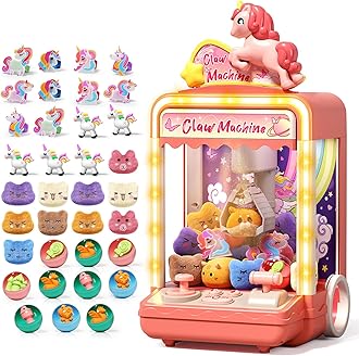 35 PCS Kids Claw Machine, Mini Candy Vending Grabber, Prize Dispenser Toys for Girls and Boys, Electronic Claw Game Machine for Party Birthdays with Lights Sound