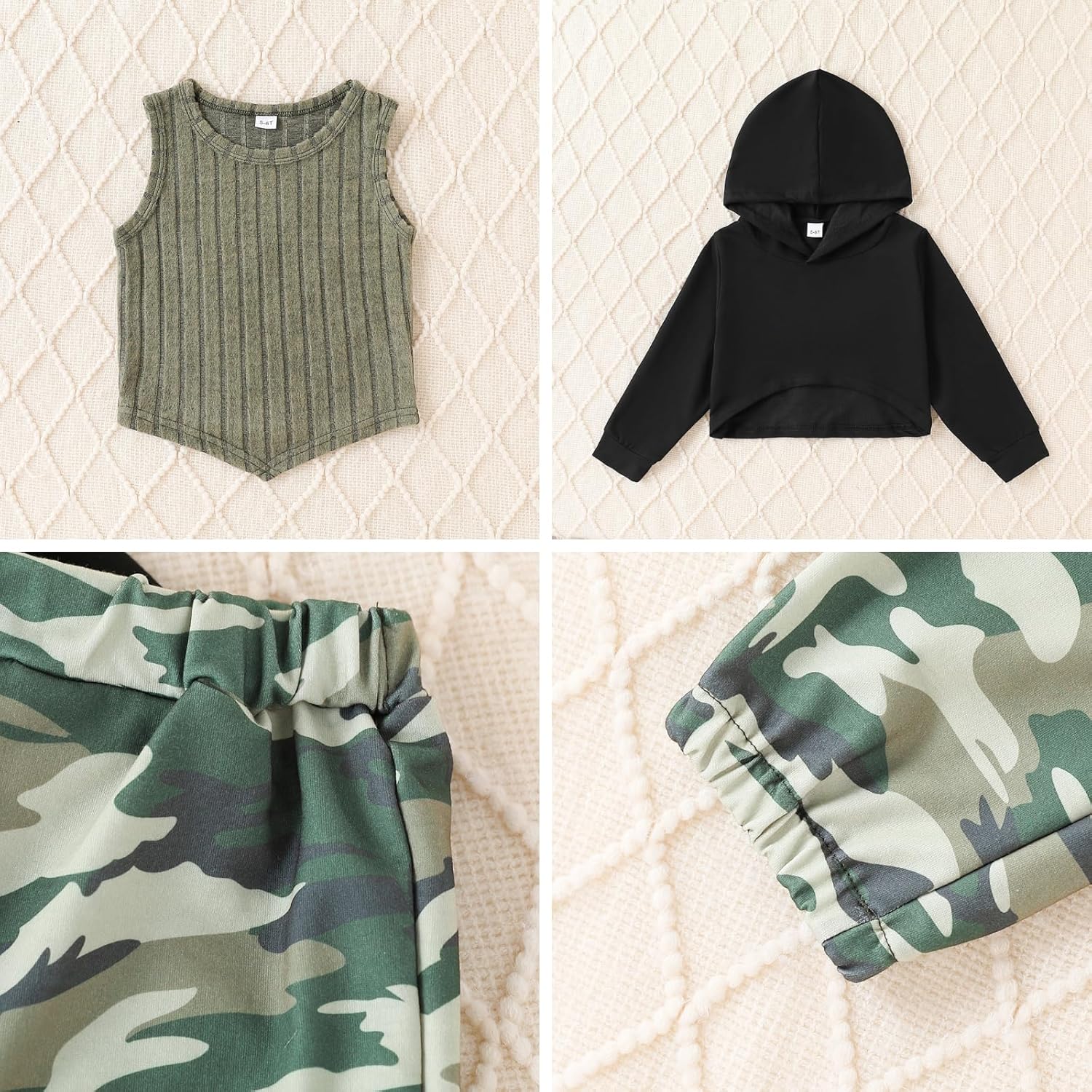 Girls Clothes 3 Piece Outfit Cropped Sweatshirt + Pants + Tank Top, Girls Fall Winter Clothing, Sizes 5-12 Years - Image 6