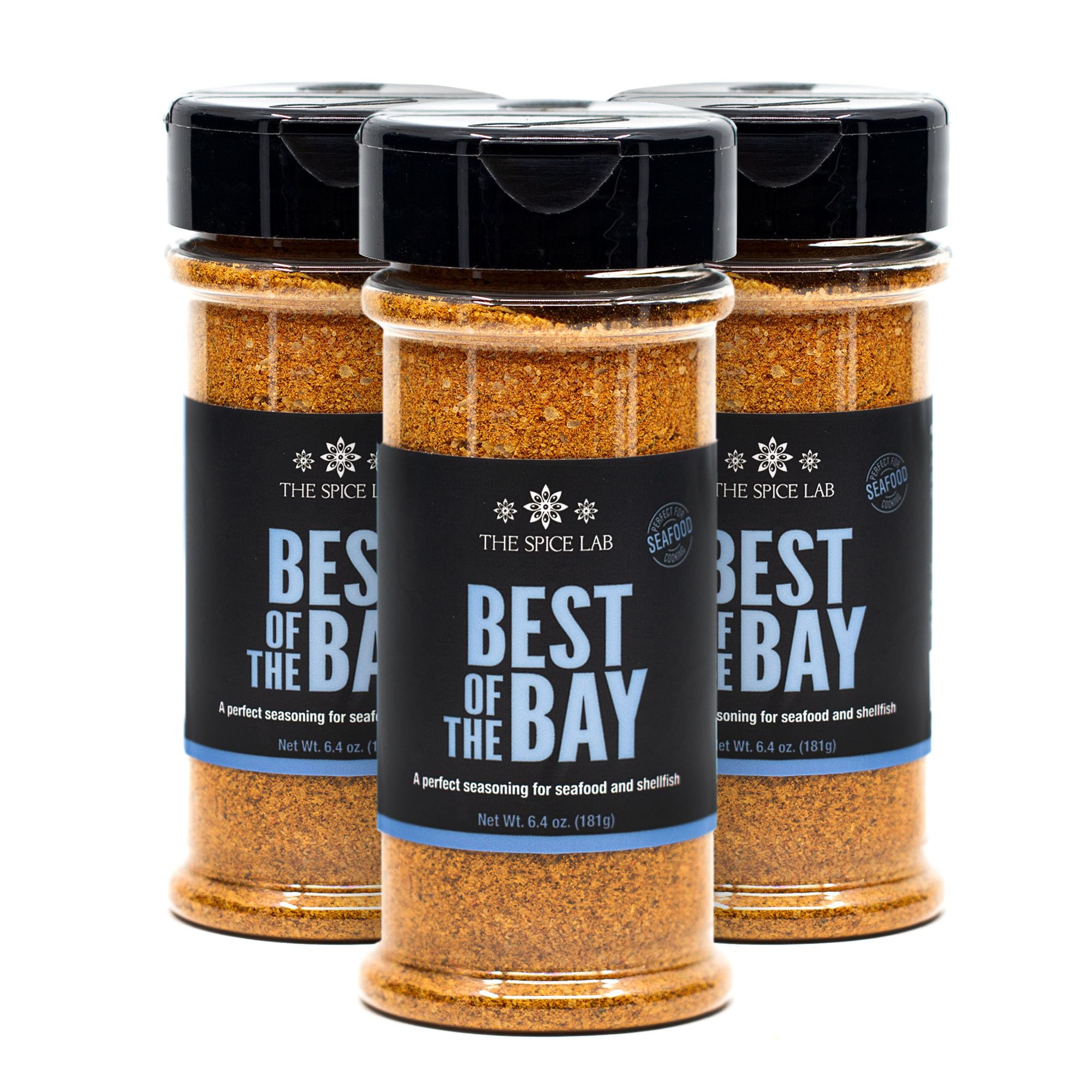 The Spice Lab Best of the Bay Seafood Seasoning – 5 oz Shaker Jar – 3 Pack - Excellent Crab & Crawfish Boil Blend - No Fillers, Clean Label, All