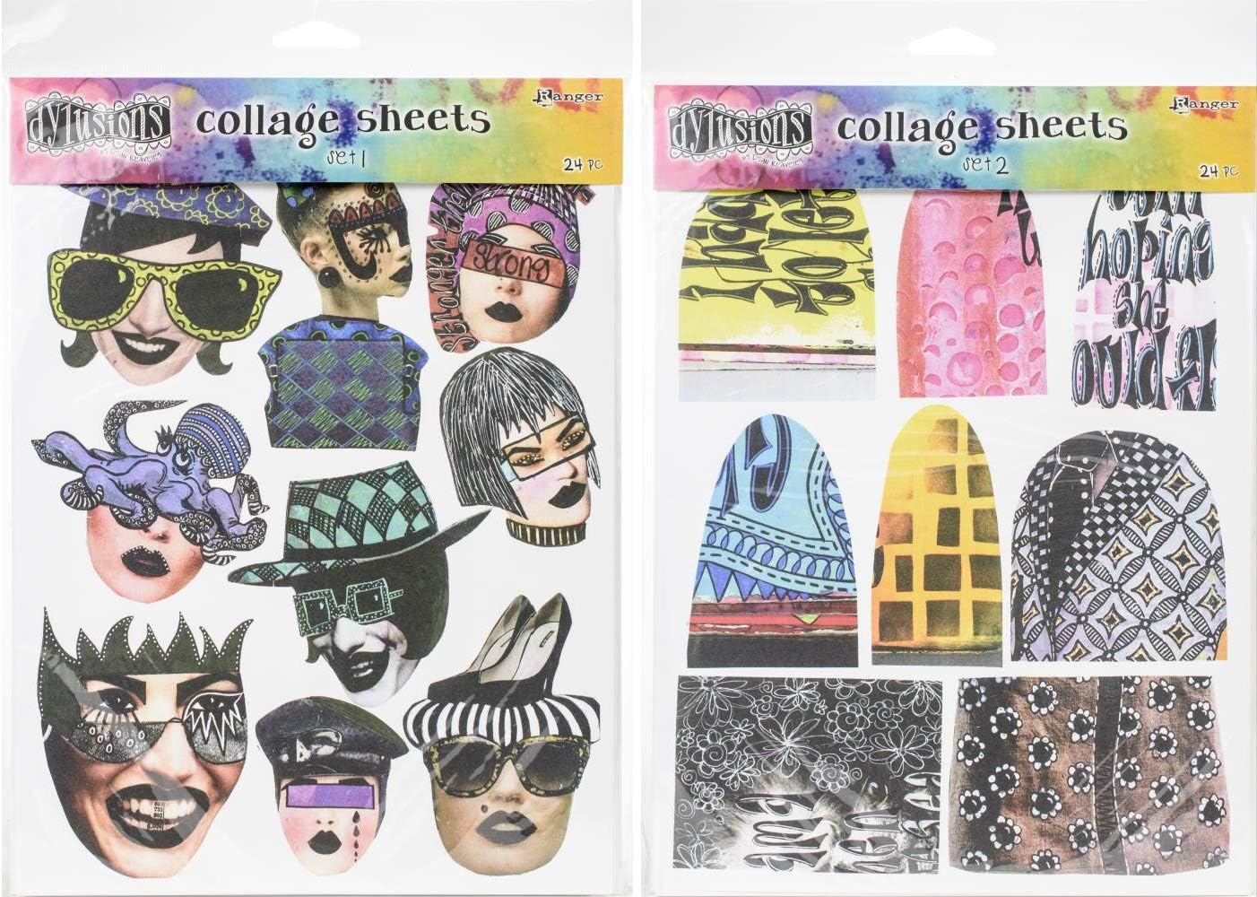Dyan Reaveley - Dylusions Collage Sheets - Set 1 and Set 2 with Storage Envelope - 3 Items