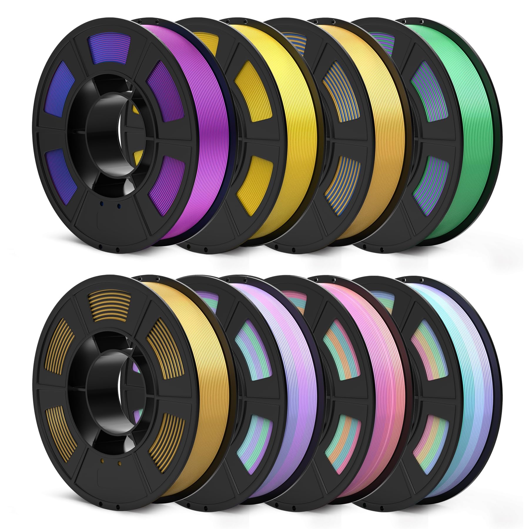 Filamento PLA Plus para impresora 3D de 1.75 mm, paquete de filamento PLA de 1.75 mm PRO, PLA+ precisión dimensional +/- 0.03 mm, carrete de 250 g, 8 paquetes (250 g x 8 PLA Plus + paquete de