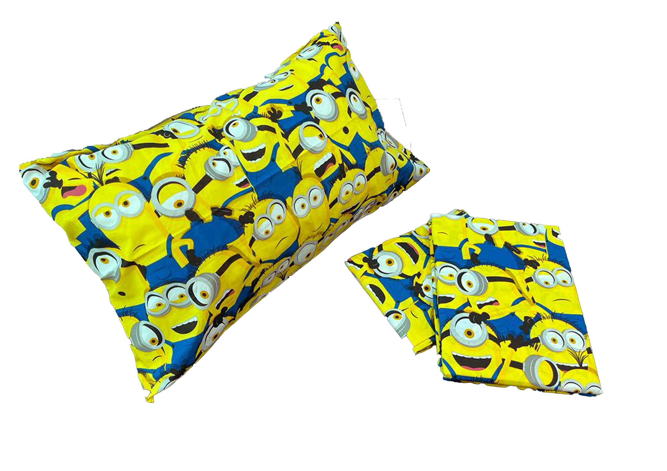 hermet Minions - Juego de sábanas para Cama Individual de una Plaza, sábana encimera, sábana Bajera con Esquinas, Funda de Almohada, 100% algodón, Producto Oficial