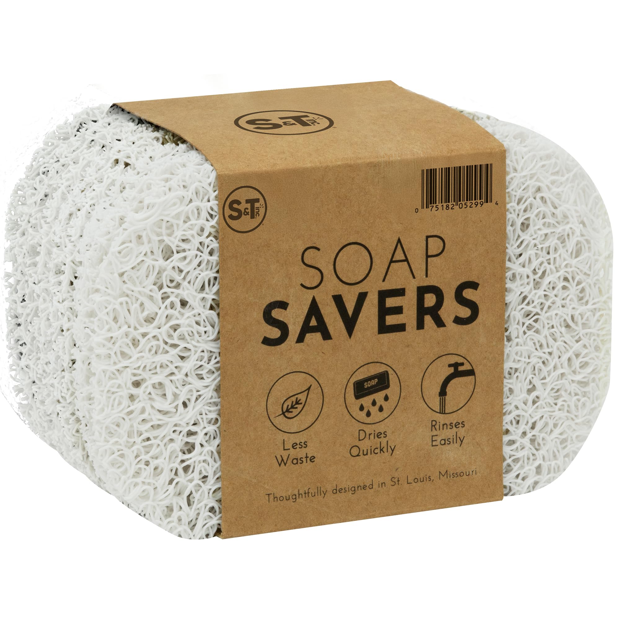 S&T INC. 529901 BPA-Free Soap Savers for Kitchen and Bathroom, White, 2.9 Inch x 4.4 Inch, 6 Pack