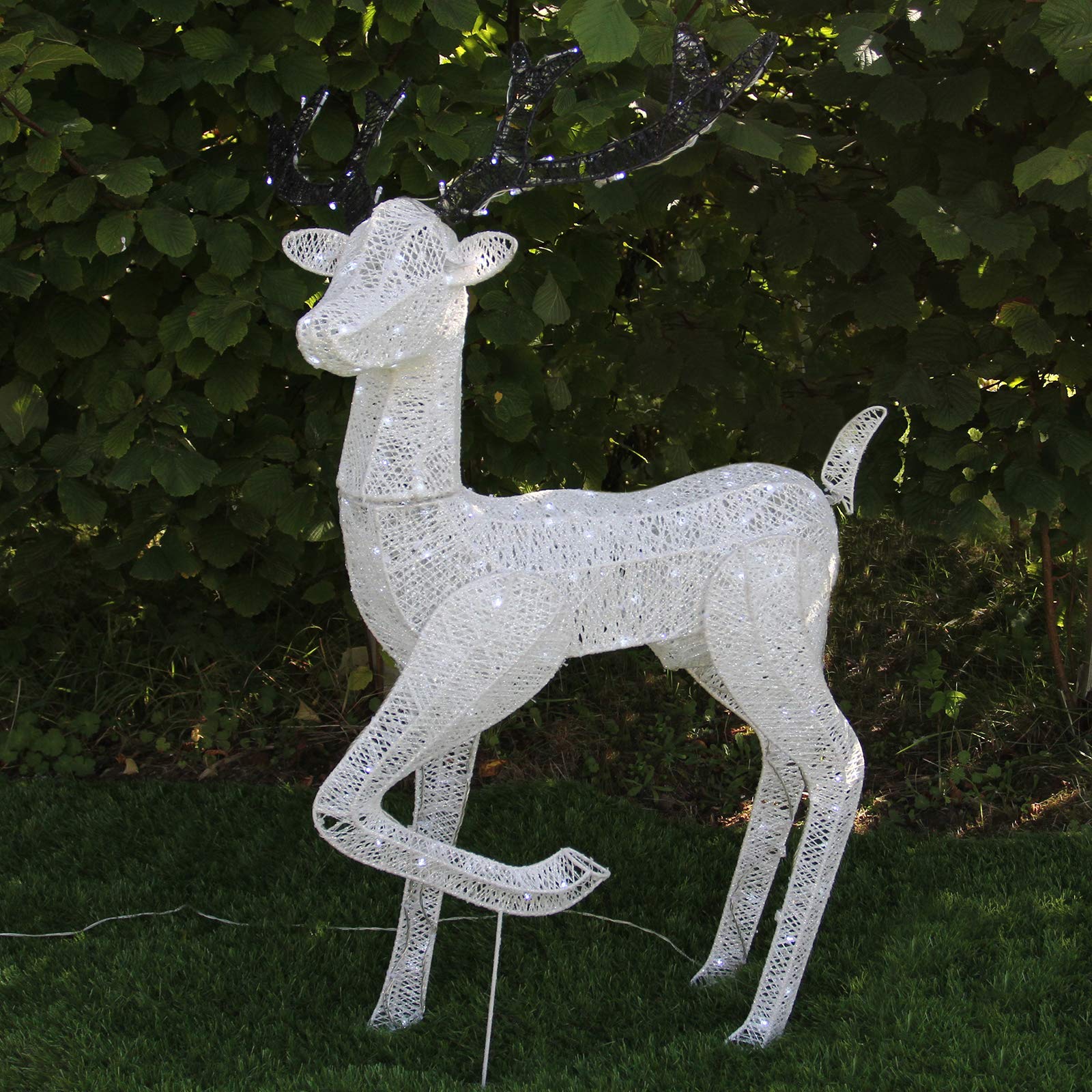 Renna di Natale Luminosa Decorazione da Esterno per la Casa Luci LED Bianco Ghiaccio Figura Luminosa Luci di Natale - Maschio - Bianco