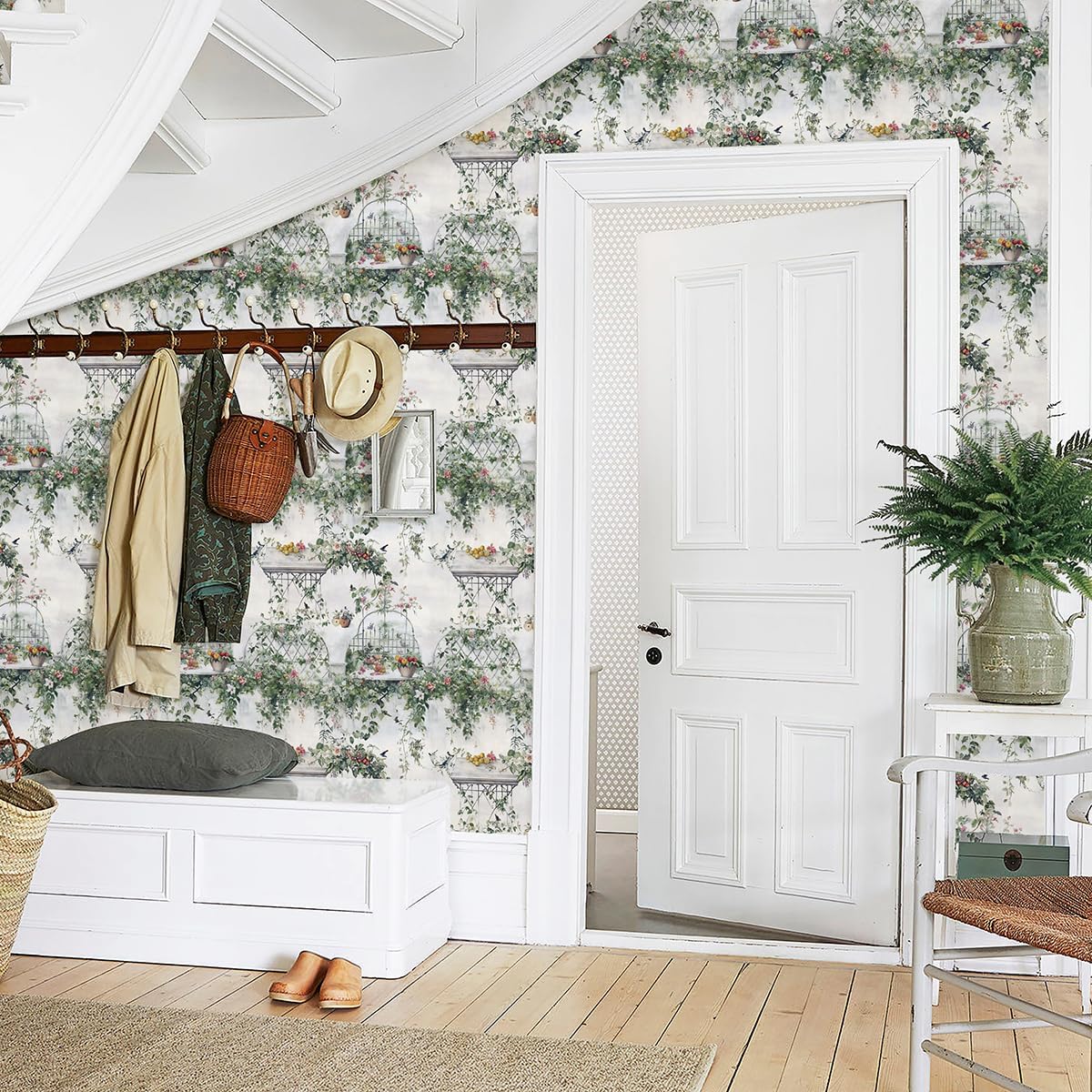 Froluya Vintage Wallpaper Peel and Stick 16.9” x 118.1” Leaves Self Adhesive Removable Contact Paper Floral Peel and Stick Wallpaper for Bedroom Cabinets Decor Garden Contact Paper for Drawers Vinyl
