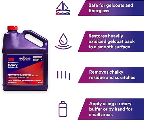 Miniatura 7 de 3M Perfect-It Gelcoat - Compuesto de corte pesado, 36101, 1 pinta, removedor de oxidación de fibra de vidrio para barcos y caravanas