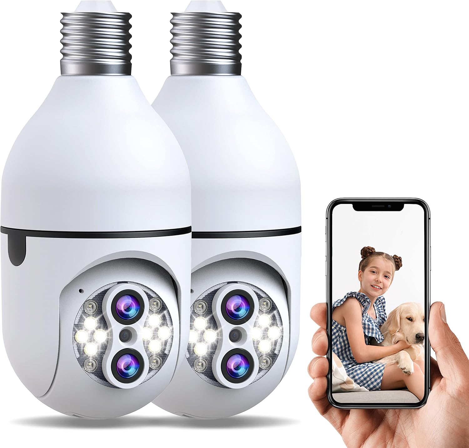 Light Bu lb Camera, 2Pcs 10X Hybrid Zoom 2.4G WiFi 2MP