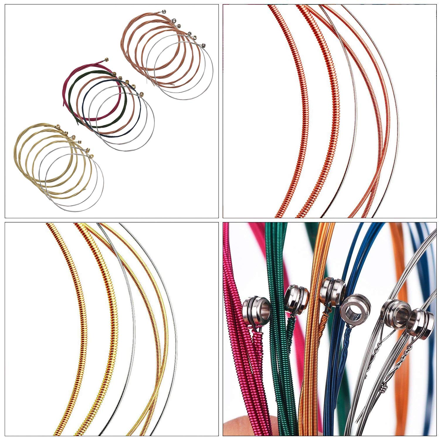 Anvin Kit d'accessoires pour guitare tout-en-1 changement comprenant médiators de guitare, capodastres, cordes de guitare acoustique, enrouleur de corde, broches de chevalet, extracteur de goupilles